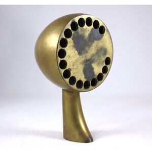 Vintage brass flower frog, decorative metal mystery item, antique telephone horn